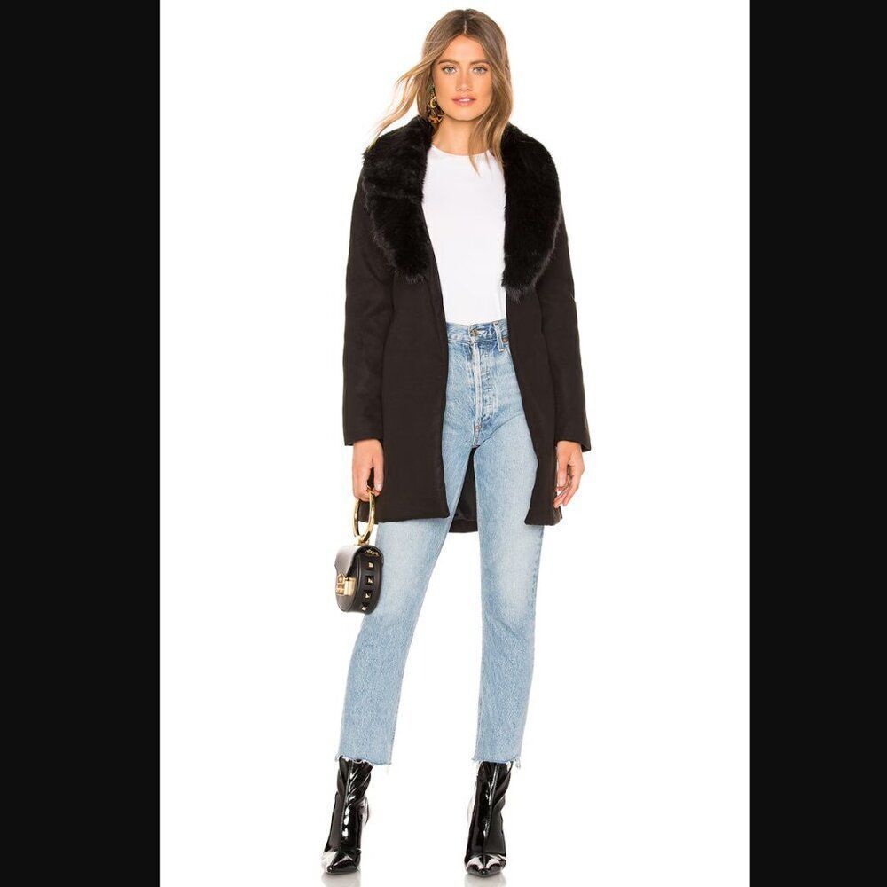 NWT by the way Natasha Fur Trench Coat | Size S